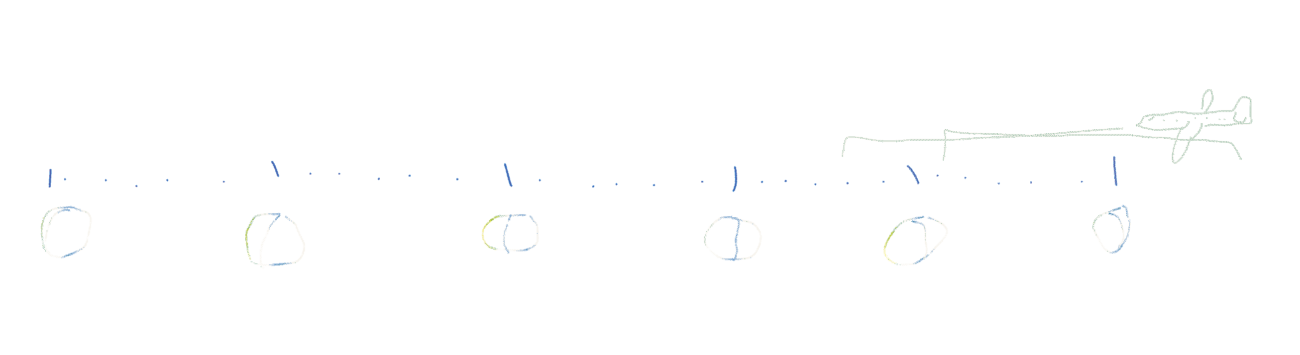 A ruler with major ticks and minor ticks, from left to right. Immediately below it, a series of icons showing the phases of shadow passing on a sphere (e.g., the earth, moon, or sun - it is not specific) at each major tick. Above, to the upper right, a plane traveling from right to left, with a horizontal bracket showing it traveling backwards along the ruler.