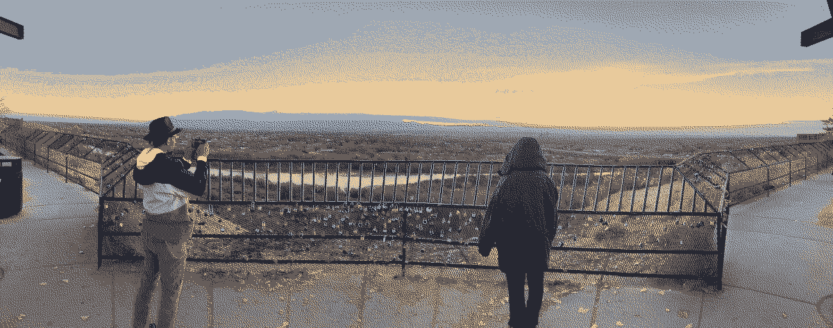 The sun rising over Albuquerque.